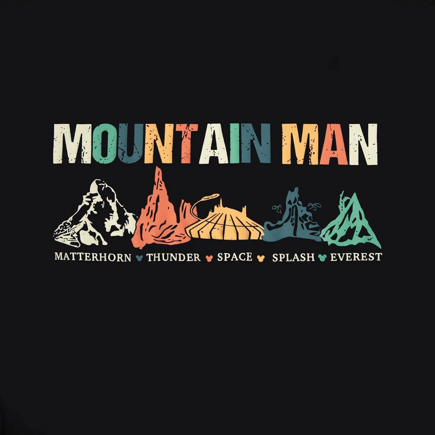 Theme Parks Ride Shirt for Men:Cool Mountain Man Printed Shirt Magic Kingdom T-Shirts Casual Family Vacation Tee