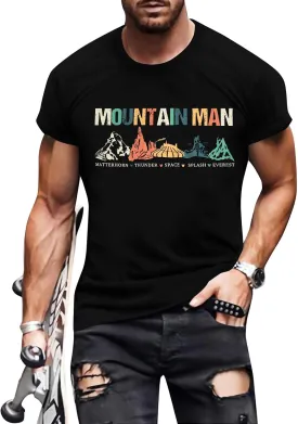 Theme Parks Ride Shirt for Men:Cool Mountain Man Printed Shirt Magic Kingdom T-Shirts Casual Family Vacation Tee