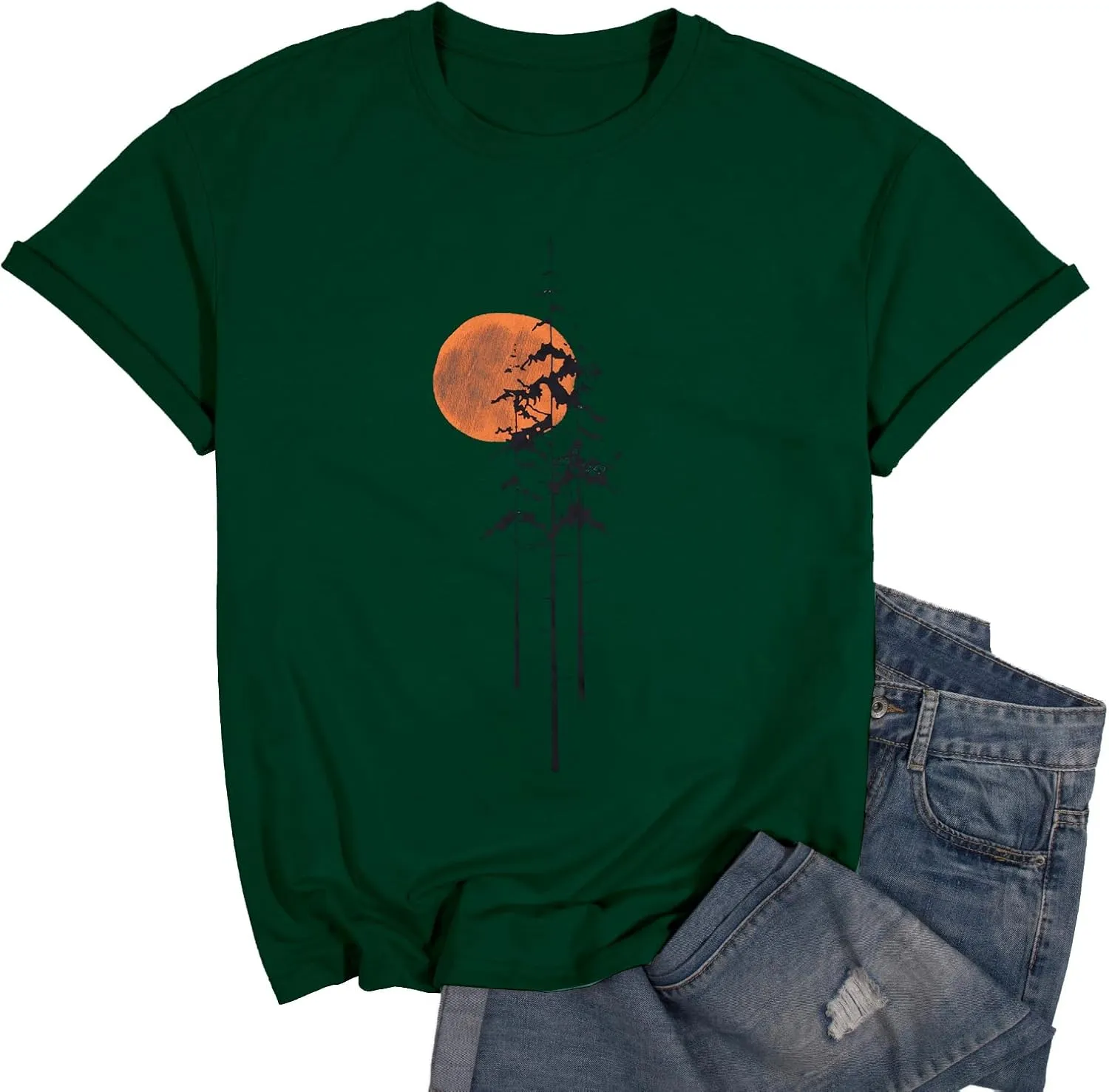 Tree Shirt for Men:Sun Tree Graphic T-Shirts Nature Style Short Sleeve Tops Wildlife Camping Outdoor Adventure Tee