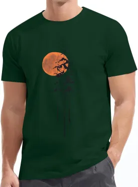 Tree Shirt for Men:Sun Tree Graphic T-Shirts Nature Style Short Sleeve Tops Wildlife Camping Outdoor Adventure Tee