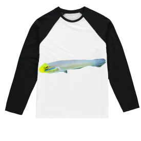 Yellow and White Fish Sublimation Baseball Long Sleeve T-Shirt